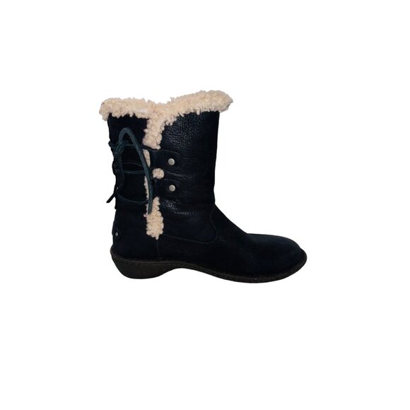 UGG Australia Akadia 1007760 Black Stout Suede Leather Lace Up Boots Sheerling 7 - Picture 10 of 16